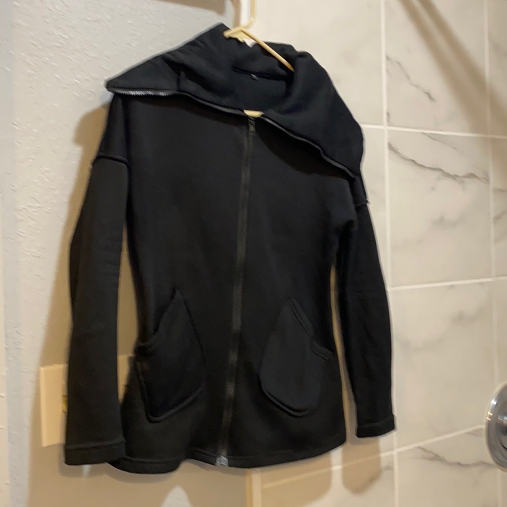 Cowl neck zip up sweatshirt